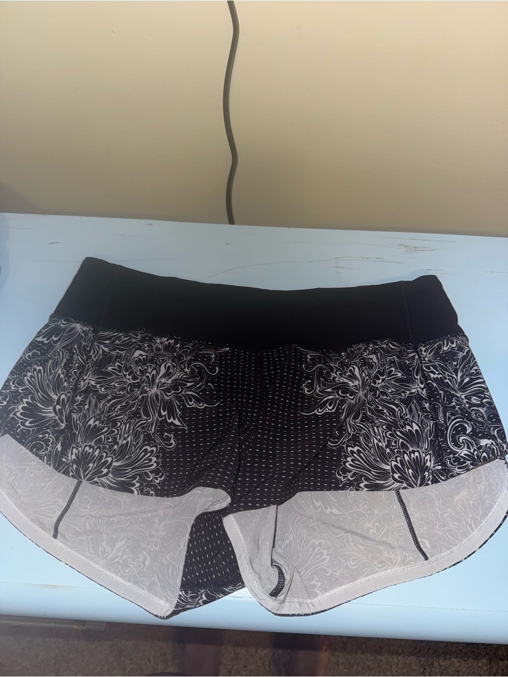 lululemon athletica Black and White Floral Running Shorts